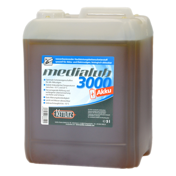 KETTLITZ-Medialub 3000 AKKU Wasserbasierendes Kettenöl - 5 Liter "Blauer Engel" nach RAL-UZ-178